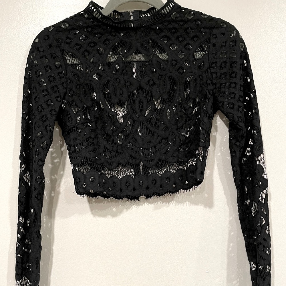 Missguided black lace crop top
